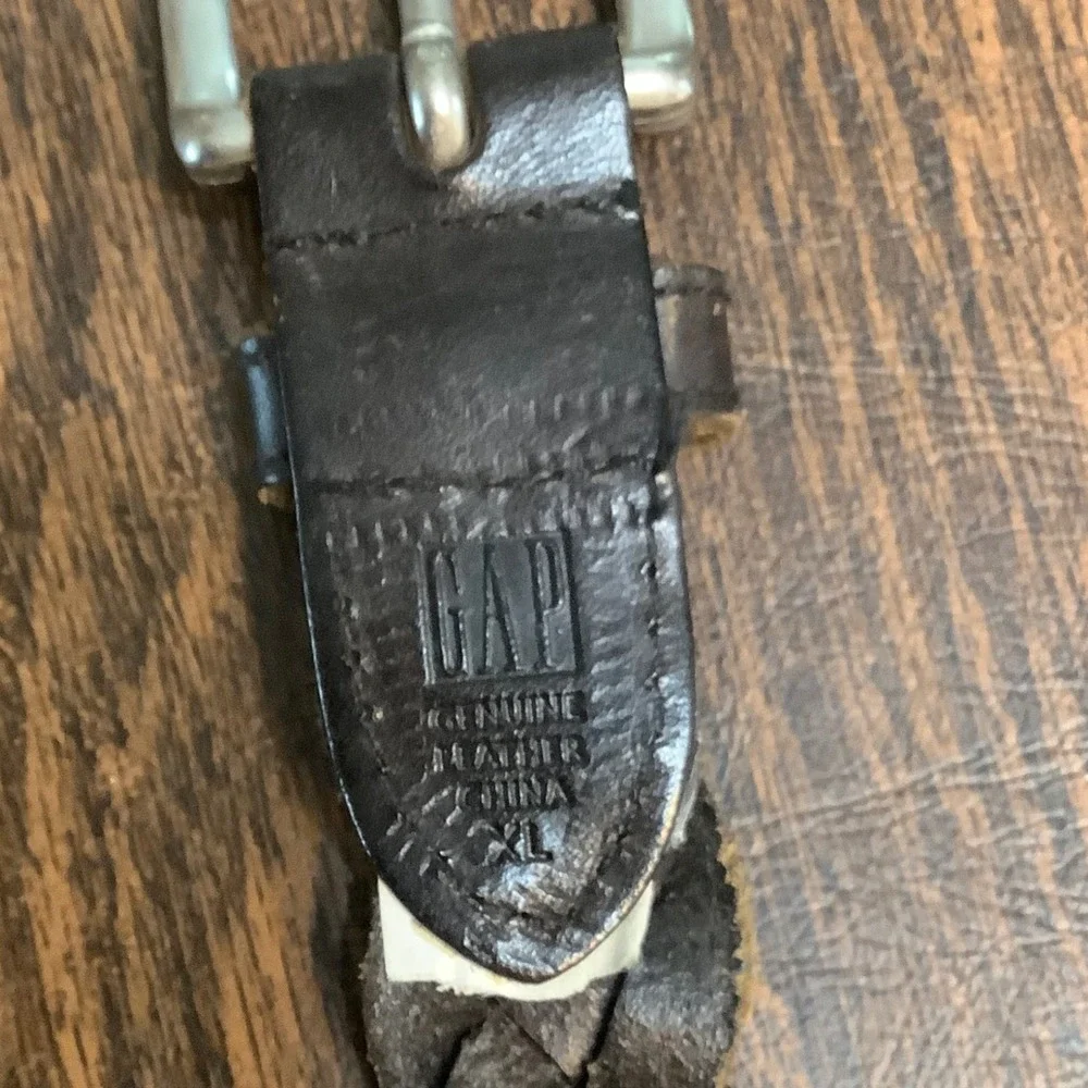 GAP Women Braided Genuine Leather Belt Black‎ Silver Buckle XL 34